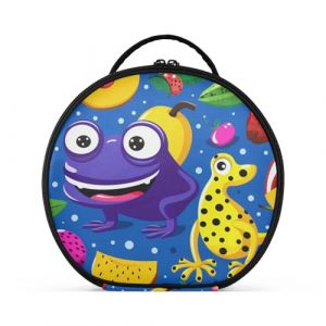 Grenouille Jaune De Dessin Anim&eacute; Mignon Cr&eacute;ativit&eacute; Trousse Sac Cosm&eacute;tique Circulaire de Maquillage Pochette Sacs avec Cloisons Amovibles pour Voyage Filles (HULAHULA, neuf)