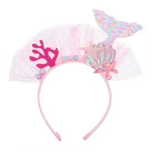 BESPORTBLE Tiare Sirène pour Filles Tulle Rose Accessoire Cheveux et Confortable pour Fête Plage et Mariage Bandeau Glisse pour Événement (Linspencer, neuf)