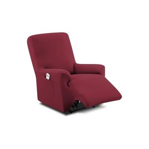 TEXTIL-HOME Housse de Fauteuil Relax 1 Place Extensible TEIDE avec Accoudoirs &ndash; Prot&egrave;ge-Fauteuil Universel &Eacute;lastique, Anti-Taches, Couleur Rouge (70-110 cm) (textil-home, neuf)