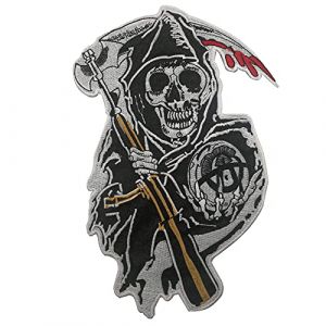 Sons of Anarchy Écusson brodé Motif Faucheuse Crâne Punk Rocker Rider Motard Biker (APBVIHL, neuf)