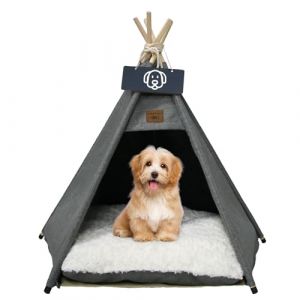 Vinnypet Chien Tente avec Coussin en Peluche Niches &agrave; Chat Tipi Tente pour Animaux de Compagnie Maisons pour Chat avec Petit Tableau Noir 60x60x70cm (Vinnypet, neuf)