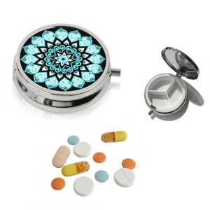 Pilulier 3 Compartiments en Acier Inoxydable, Mini Pilulier de Voyage Portable pour Sac &agrave; Main, Personalpilldispenser Organiseur pour Pilules, Vitamines, Sucre, Rond (TERRA NOVA DISTRIBUTORS, neuf)