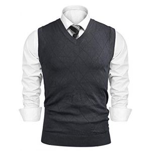 iClosam Pull à sans Manche Homme Col V Tricot Gilet Homme (sans Chemise) - Gris Foncé 2 - XXL (YUANFANWEI-EU, neuf)