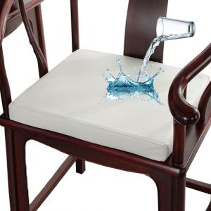 Coussin de si&egrave;ge Carr&eacute;s, Imperm&eacute;able Cuir PU Coussin De Chaise，&Eacute;paisseur 8/5/3cm 30/35/40/45/50/55/60cm Ext&eacute;rieur/Interieur Galette De Chaise，pour Jardin Cuisine，Patio, Bureau(Ivory white,35X35X5CM) (zisuofuzhuangshanghang, neuf)