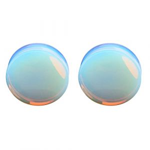 Lot de 2 bouchons d'oreille en opale - Calibre - Double évasement - Écarteur de 5 mm, 16mm(5/8"), Opale, No Gemstone (DUOCHEN SHOP, neuf)