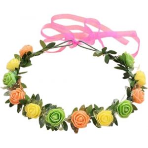 Bandeau floral, bandeau &agrave; fleurs, couronne de fleurs, bandeaux &agrave; fleurs, couronne de fleurs for femmes, for f&ecirc;te de mariage, guirlandes florales, couronne de cheveux, bandeaux floraux(Yellow orange gr (YxsyGs, neuf)