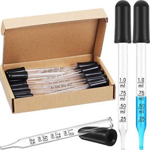 Compte-Gouttes en Verre, 1 Ml Compte-Gouttes d'Huile Essentielle Verre Compte-Gouttes Pipette Calibr&eacute;e pour Maquillage &agrave; l'Huile Essentielle Usine d'Art Liquide avec des Bo&icirc;tes Kraft (Paquet de 20) (Woaceheq, neuf)