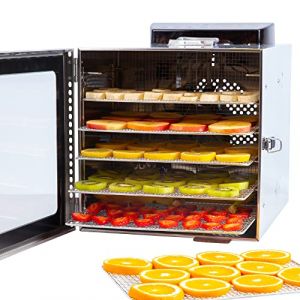 Vita5 Model S Deshydrateur Alimentaire avec 6 Plateaux - Déshydrateur avec Minuterie 24h et Température 30-90 °C - Deshydrateur Viande, Fruits, Champignons - 400W Déshydrateur Alimentaire Inox (VITA5, neuf)