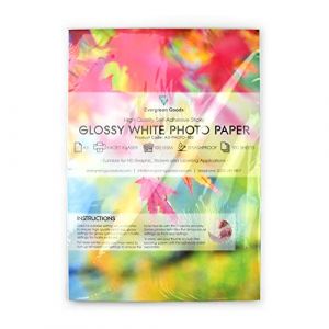Evergreen Goods A3 100 feuilles | Autocollant en papier photo blanc brillant et collant | Autocollants personnalisés pour imprimantes à jet d'encre et laser | Papier graphique HD | Imperméable (Evergreen Goods Ltd, neuf)