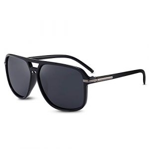 LumiSyne Mode Lunettes De Soleil Conduite Hommes Polarisées Ultra Léger Monture Carré Rétro Double Pont UV 400 De Plein Air Voyage Coffret Cadeau Noir mat (granhulgy OÜ, neuf)