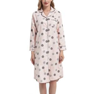 CHUNG Chemise de Nuit Femme - Robe de Nuit &agrave; Carreaux - Chemise de Nuit Manches Longues - Flanelle Douce - Linge de Nuit en Coton Bross&eacute;, M (CHUNG Underwear, neuf)
