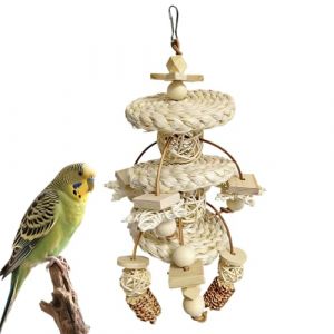 Jouets pour Oiseaux - D&eacute;chiqueteur en Bois Tiss&eacute; pour La Fouille Et L'Activit&eacute;,Jouets pour Conures,pour Perroquets Et Ins&eacute;parables Usure du Bec Anti-Ennui Accessoire De Cage (asfryajeoi, neuf)