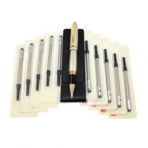 Abcsea 1pcs Gros Stylo &Agrave; Bille Roulante 159 Et 10pcs Encre Noire Recharge De Stylo &Agrave; Bille, Stylo Blanc Et Recharges En Spirale Noir (0.5mm) (Abcsea EU, neuf)