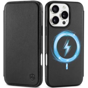Shieldon Coque Fine pour iPhone 16 Pro 5G, Etui Mince Cuir Véritable Housse Portefeuille Anti-Choc [Blocage RFID] Étui Protection Compatible avec iPhone 16 Pro (6,3 Pouces 2024) - Noir (TG-Global FR, neuf)