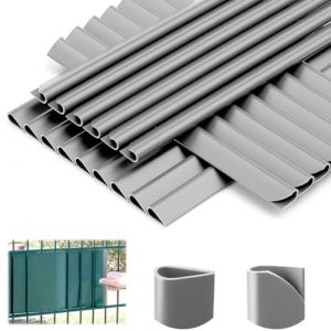 Lot de 35 clips de fixation en PVC - Brise-vue - Bandes brise-vue - Clôture à double fil - Pour clips de fixation - Portail de jardin - Balcon - Film - Gris clair (KeKeTrading, neuf)