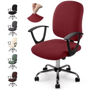 Eozakavod Housse de Chaise de Bureau Split Housse de Fauteuil de Bureau Jacquard Rotatif Housses de Chaise Universel Couverture de Chaise pour Fauteuil de Bureau Accoudoirs Chaise-No Chaise(Rouge, 2) (Eckonaver, neuf)