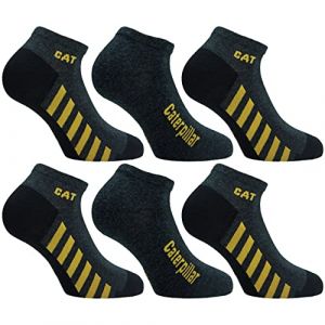 Caterpillar 6 Paires Chaussettes Sneaker Longueur Cheville - Talon Pointe Renforcés - Coton (Anthracite, 43-46) (Naduf, neuf)