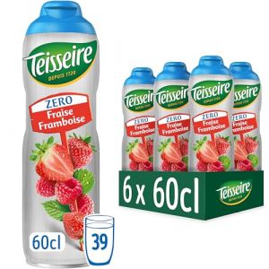 Teisseire Zéro Sucre, Sirop de Fraise Framboise pour Boisson Rafraîchissante, Cocktails, Bidon 6x60cl (THE SIROP SHOP, neuf)