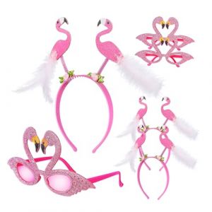 Veemoon 1 ensemble D&eacute;guisement Flamant Rose avec Lunettes et T&ecirc;te Accessoires de F&ecirc;te Amusants D&eacute;corations Color&eacute;es pour Toutes Occasions Couleur Al&eacute;atoire Couleur Al&eacute;atoire (lucy Liu, neuf)