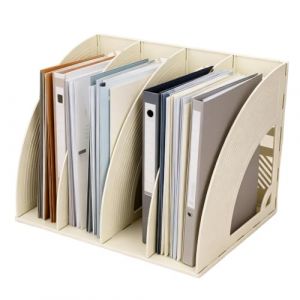ITODA Rangement Bureau Organisateur de Bureau Table en Plastique 4 Compartiments DIY Porte-revues Magazines Casier de Stockage Support pour Papier A4 Document Dossier Magazine Cahier CD Livre (ITODAUK, neuf)