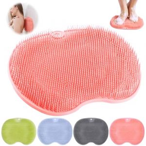 Laveur de Pieds de Douche Brosse, Gratte Dos Douche Ventouse, Massage Pieds,Tampon de Massage en Silicone, Brosse &agrave; Pied avec Ventouse Antid&eacute;rapante pour Pieds et Dos Nettoyage Soin (Rose) (GOEMKER EU, neuf)