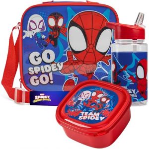 Get Trend Marvel Spidey Set Repas Enfant 3 Pi&egrave;ces Sac Isotherme avec Sangle Bo&icirc;te &agrave; Go&ucirc;ter Gourde avec Paille 400ml Sans BPA &Eacute;cole Pique nique (Spidey) (Get Trend., neuf)