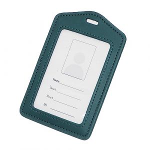 BAWAKO Porte-badge en cuir v&eacute;ritable - Porte-carte d'identit&eacute; - En cuir robuste - Porte-badge d'identification horizontal et vertical - Vert (BAWAKO, neuf)