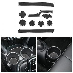 CDEFG Compatible avec Mini Cooper F56 2015-2022 2023 Tapis Anti-poussi&egrave;re Antid&eacute;rapante, Cooper F56 Porte Int&eacute;rieure Tasse Bo&icirc;te de Bras Tapis de Stockage Cooper Accessoires(Blanc) (C D E F G, neuf)
