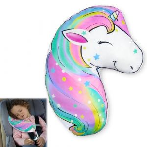 MHJY Coussin Voiture Enfant Protection Ceinture de Sécurité Licorne Siège de Sécurité Protege Ceinture Voiture Adulte Cale Tete Voiture pour Filles Garçons Voyage (Touchhome-EU, neuf)
