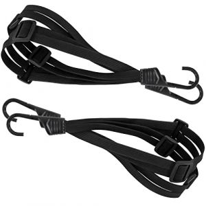 Annhao Lot de 2 Sangle à Bagages Tendeur pour Velo Moto, Sangle Elastique Réglable en Nylon Noir avec Crochets Double pour Moto Vélo Porte-Bagages Chariot Remorque Cargo (xindayue-EU, neuf)