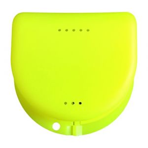Étui de rangement pour appareil dentaire, protège-dents, gouttière anti-bruxisme, dentier, etc. (jaune citron translucide) (FlexPoint, neuf)