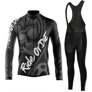 Maillot Cyclisme Homme Tenue de Cycliste Manche Longue,Vêtements de Velo VTT MTB Jerseys et Pantalon à Bretelle avec 9D Coussin Gel,Ensemble Combinaisons de Cycling Respirant Séchage Rapide(11,M) (DaWan-USA, neuf)