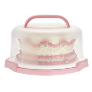 OLegei Bo&icirc;te de transport &agrave; g&acirc;teaux portable en plastique multifonction Bo&icirc;te &agrave; g&acirc;teaux porte-g&acirc;teau avec poign&eacute;es et plateau tournant pour cupcakes, desserts, pain, tartes (rose, 30cm) (SunGiRay, neuf)