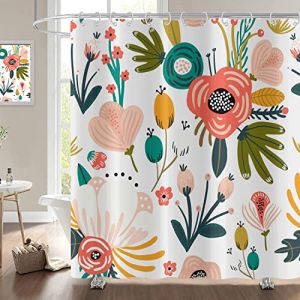 Hnmdmyi Rideau de Douche Boho Fleurs 120x180, Fleurs boh&egrave;mes Feuilles Tropicales Rideau de Bain color&eacute; Abstrait Mid Century Moderne Art esth&eacute;tique Imperm&eacute;able Tissu Polyester Lavable Rideau de Bain (Hnmdmyi, neuf)