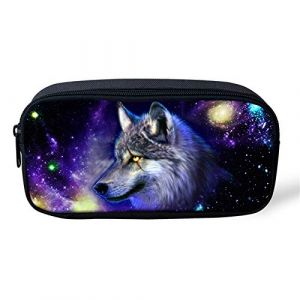 UOIMAG Trousse &agrave; crayons pour enfants Motifs loup et galaxie (fhsgdfrti, neuf)