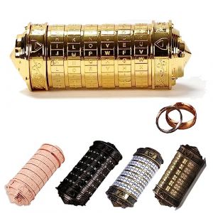 MINGZE Da Vinci Code Verrouillage, Rétro Metal Cryptex Intéressant Créatif Cadeaux Saint-Valentin journée Anniversaire Cadeau avec Seigneur de la Anneaux Exquis Cadeau Boîtes et des Sacs (Or) (MINGZE, neuf)