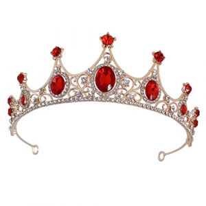 Beavorty 5 Pièces couronne demoiselle d'honneur bridesmaid the crown feist dameuse mariage strass coiffes de diadèmes tiare bijoux de cheveux diadème de mariée de mariage acrylique rouge (T Innovation·HX, neuf)