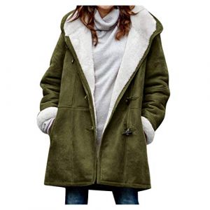 Manteau Cintr&eacute; Femme Chaud Manteaux Hiver Chaud Polaire Chaude Veste en Laine Hiver D'int&eacute;rieur Aviateur Manteau Grande Taille Vetement Sweat Polaires Sweat a Capuche Femme Vert Arm&eacute;e XXL (TOFOTL✈8-21 Jours Arrivent, neuf)