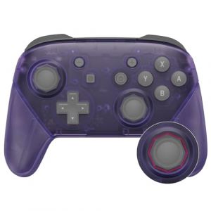 eXtremeRate Coque de Remplacement pour Nintendo Switch Pro Manette, Coque Avant avec Trou de Joystick Octagonal, Etui Arri&egrave;re avec Poign&eacute;es Grips pour Manette Switch Pro Violet Transparent (Easequote-Store, neuf)