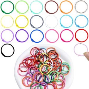 Anneaux de Livre Colorés,100pcs Anneaux de Livre en Métal,Anneaux de Reliure Livre en Métal,Feuilles Mobiles Anneaux Classeur,Anneaux de Reliure pour Cahier Scrapbooking Livre Classeur Porte-clés (HATASTORE, neuf)