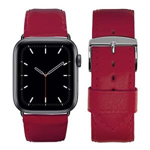 Eternel - Holi Bracelet &eacute;clatant - Compatible toutes Apple Watch - 45/46mm - Fait main en France - Tannage v&eacute;g&eacute;tal - Fuchsia - Adaptateurs aluminium noir (&Eacute;ternel bracelets, neuf)