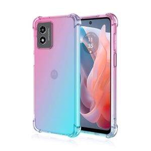 Topme Coque pour Motorola Moto E14 / G04S / G04 / G24 / G24 Power (6.5" inches), &Eacute;tui de T&eacute;l&eacute;phone Portable en Silicone TPU Souple avec D&eacute;grad&eacute; de Couleur Transparent - Rose Vert (topme, neuf)