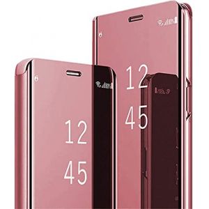 SharSon Coque pour Samsung Galaxy S21 FE 5G Clear View Flip Case Placage Miroir Effet &agrave; Rabat PC+PU Cuir Etui 360 Antichoc Ultra Hybrid Fin 6,4 Pouces 2022 Or Rose (Fiyer-FR, neuf)
