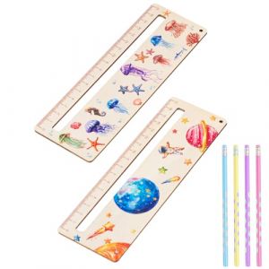 EUYKQNOI 2 Pieces Regle De Lecture Pour Dyslexie, Règle De Lecture Enfants Avec Fenêtre De Lecture Aid,Marque-Page Écolier en Bois Cadeaux, For Children Dyslexia, Aide à La Lecture Enfants (QSDMY, neuf)