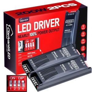 ClarivantiLED Transformateur LED dimmable 24v 200W 8.33A 2pcs 230V 220V Alimentation DC Transfo pour ruban driver alimentation basse tension transfo pour LED power supply tranformateur alim 24v (ClarivantiLED, neuf)