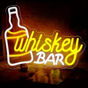 Enseigne n&eacute;on Whiskey Bar, 35 x 29,5 cm, aliment&eacute; par USB, enseigne lumineuse murale pour h&ocirc;tel, bar, pub, restaurant ou d&eacute;coration de f&ecirc;te (wzxeugo, neuf)