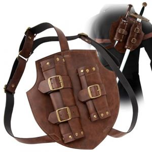 Fourreau D'&eacute;p&eacute;e, M&eacute;di&eacute;val Grenouille D'&eacute;p&eacute;e Fourreau, Deguisement Medieval, &eacute;tui Arri&egrave;re D'&eacute;p&eacute;e, R&eacute;glable &eacute;tui d'la Renaissance M&eacute;di&eacute;vale en Cuir PU, Costume Viking Homme, Cosplay Homme (WuDingWenHua, neuf)