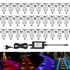 QACA 30 Mini Spot Exterieur Led Encastrable 0.4W/DC12V Etanche IP67 Luminaire Exterieur Décoration pour Terrasse, Patio,Escalier,Chemin,Jardin RGB (SCQACA, neuf)