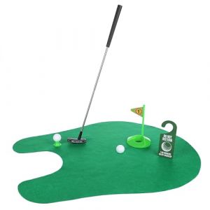 FunX Coffret cadeau de golf de toilette - Mini cadeau amusant pour homme pour la salle de bain avec tapis de putting - 7 pièces (Olsen Store GmbH, neuf)