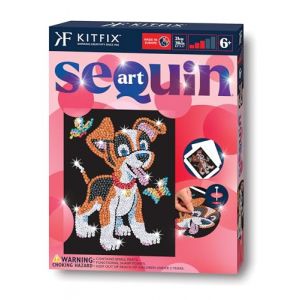 Kitfix - Sequin Art Red - Oscar le chiot - Image à paillettes - 21 x 28 cm - Kit de création pour enfants et adultes de plus de 6 ans - 2416 (Kitfix, neuf)